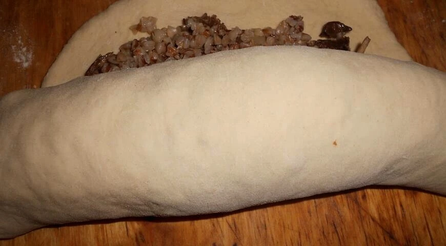 Hearty winter roll with mushrooms and buckwheat