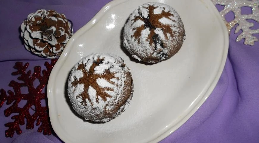 Chocolate muffins "Snowflakes"