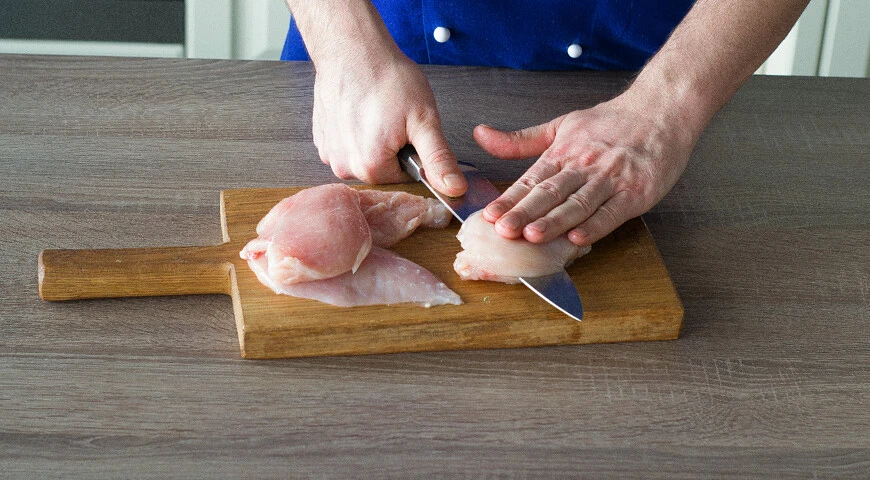 Chicken chops in a frying pan