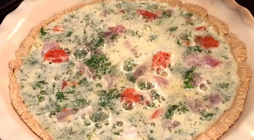 Quiche with red and white fish