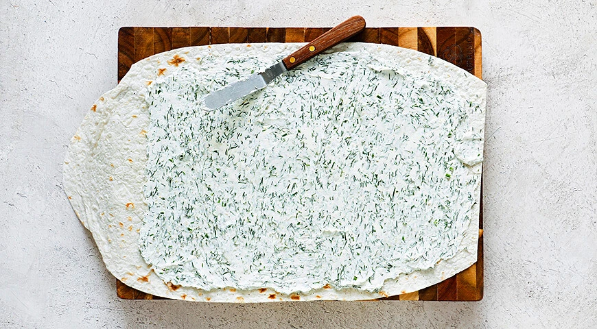 Lavash with cheese and dill
