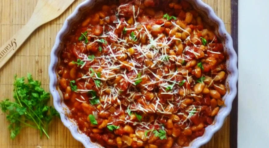 Baked beans with fragrant butter