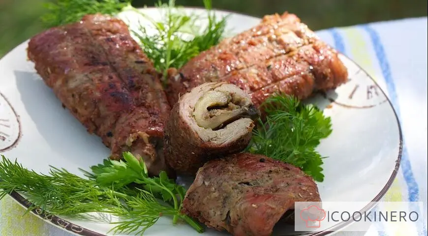 Veal and eggplant roll