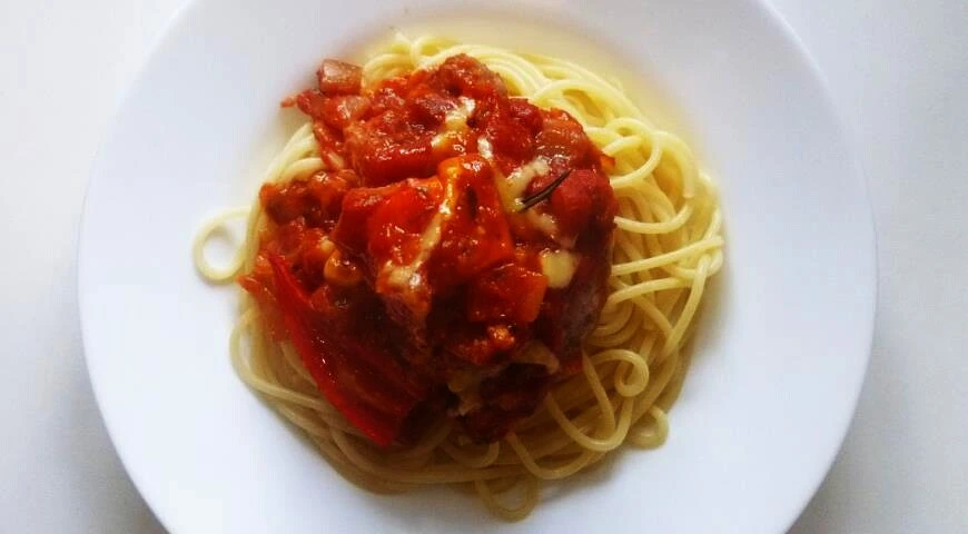 Meatloaf with spaghetti
