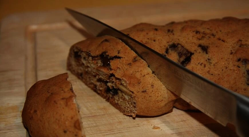 Chocolate biscotti with chocolate, almonds and pine nuts