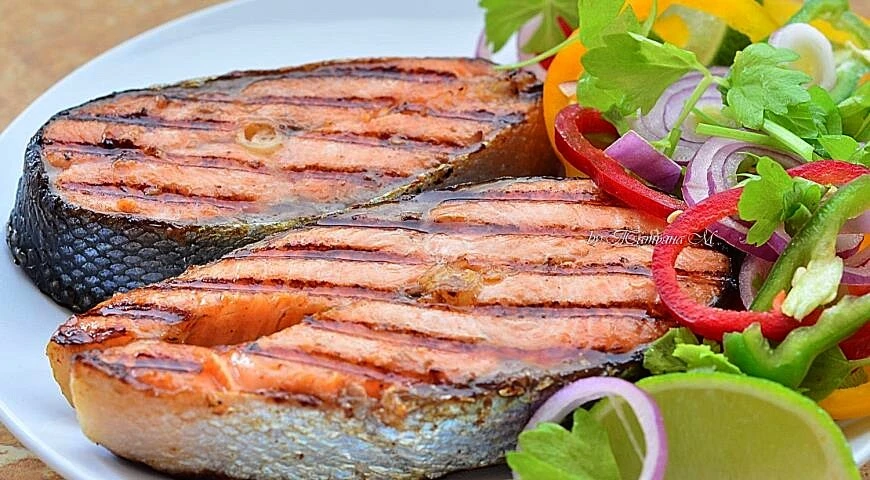 Grilled trout with spring salad
