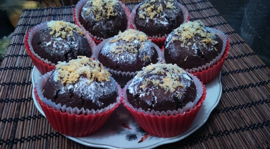 Chocolate muffins with cocoa