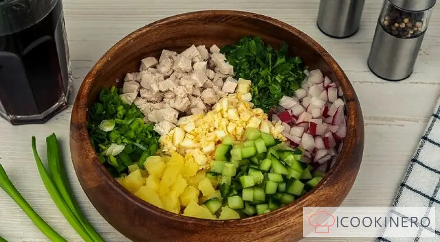 Okroshka con kvas e pollo