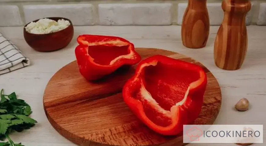 Baked peppers with cottage cheese and herbs