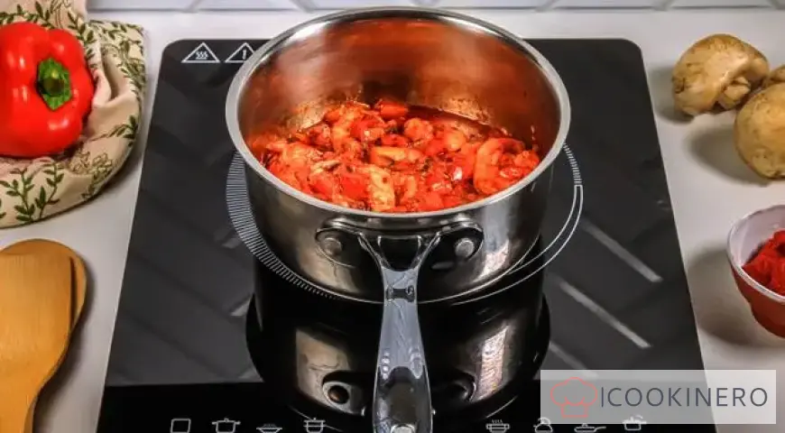 Juliana con gambas y champiñones