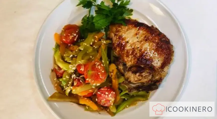Steak with stewed vegetables