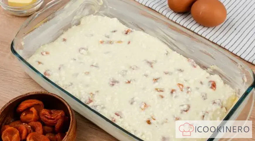 Cottage cheese casserole with dried apricots