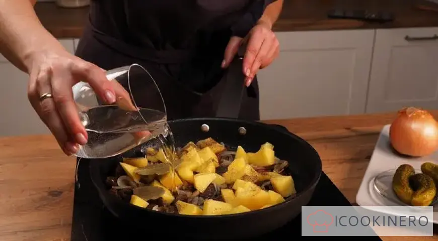 Beef roast in a frying pan