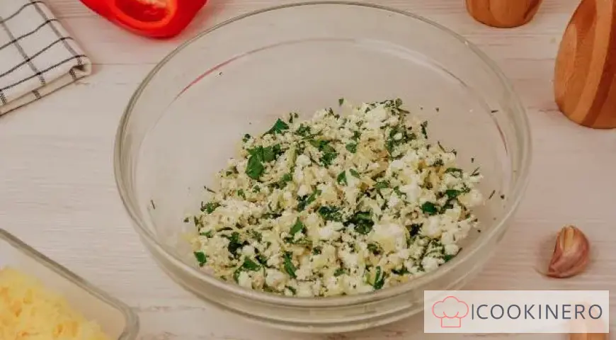 Baked peppers with cottage cheese and herbs
