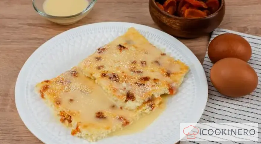 Cottage cheese casserole with dried apricots