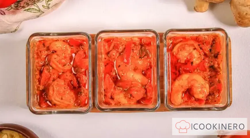 Juliana con gambas y champiñones