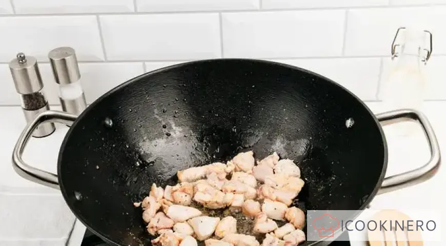 Stewed cabbage with chicken fillet
