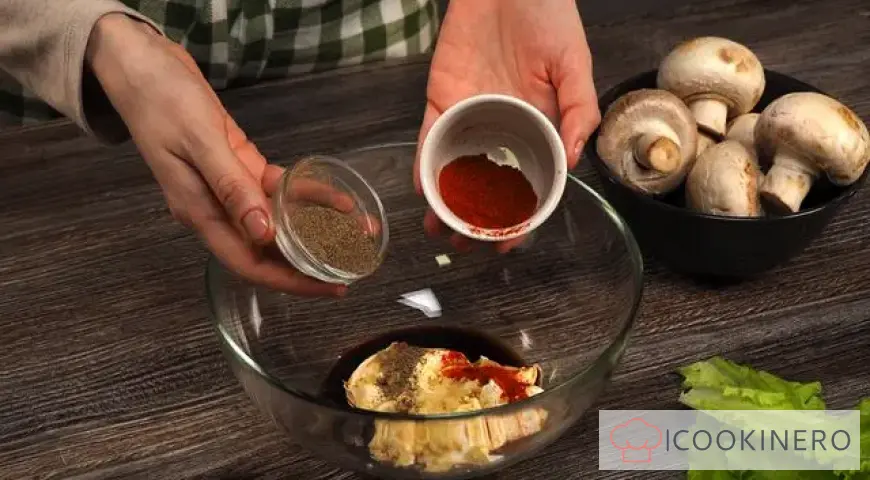 Marinated champignons for shashlik