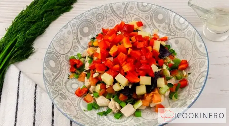 Salad with chicken breast and Chinese cabbage
