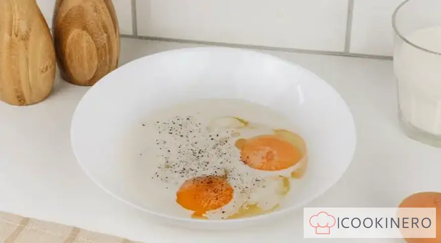 French toast with egg and milk in a frying pan