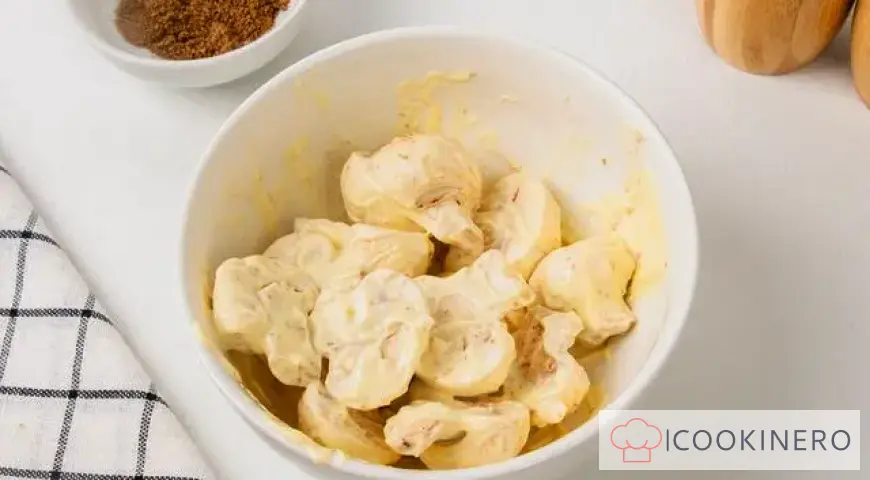 Funghi prataioli in spiedini marinati alla maionese