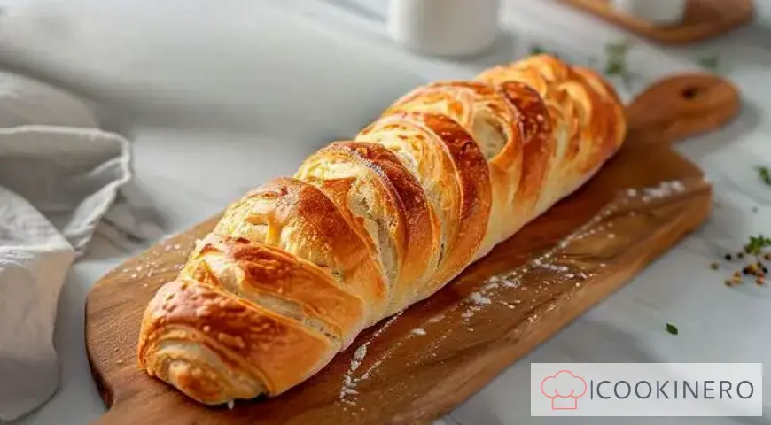 Hearty puff pastry roll with ham