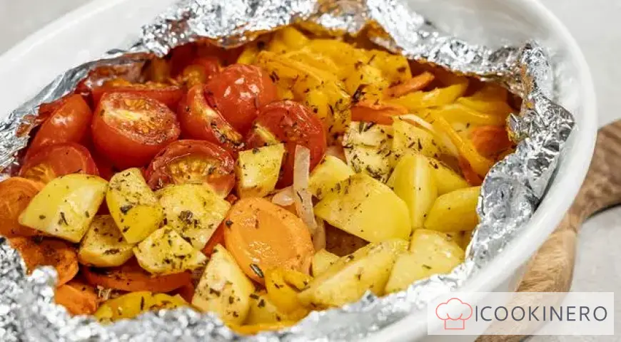 Weißfisch mit Gemüse gebacken