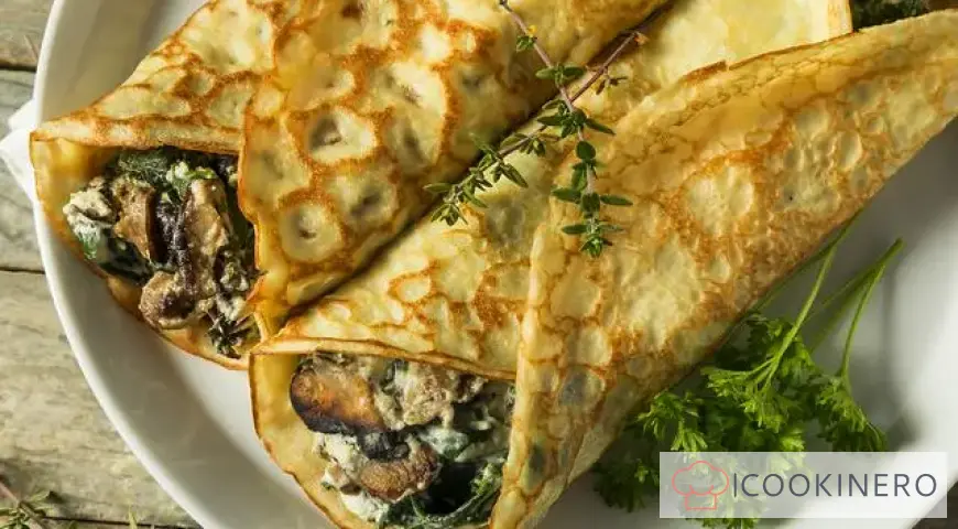 Chickpea pancakes with mushrooms