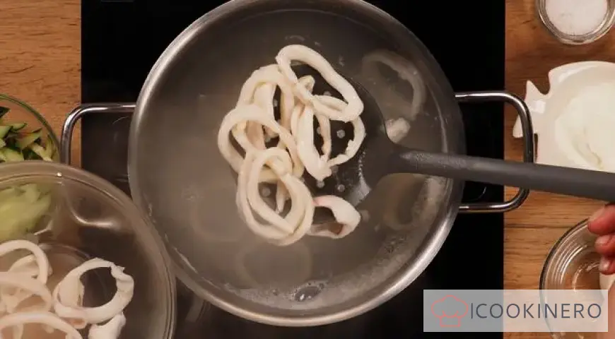 Salad with squid and sour cream