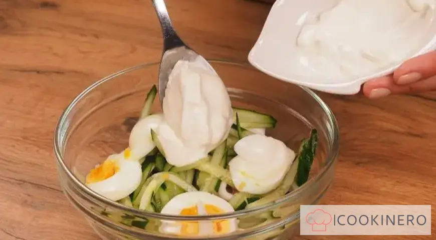 Salad with squid and sour cream