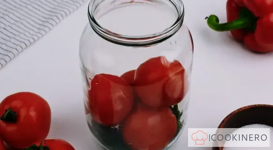 Pickled tomatoes with cabbage for the winter