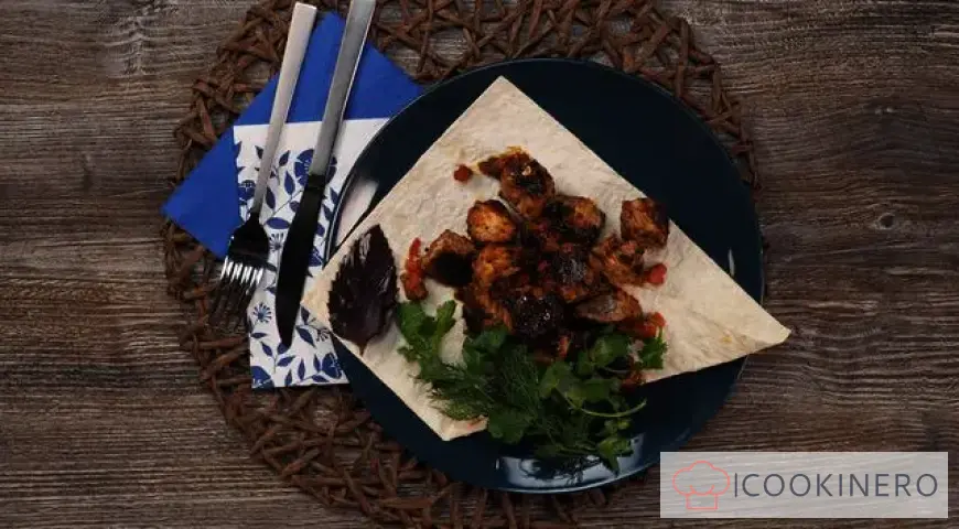 Pork neck shashlik in tomato marinade
