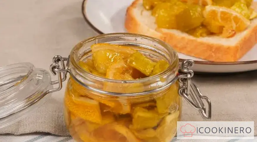 Zucchini jam with lemon in jars