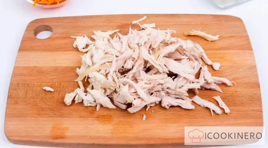 Lavash roll with chicken, Korean carrots and cottage cheese