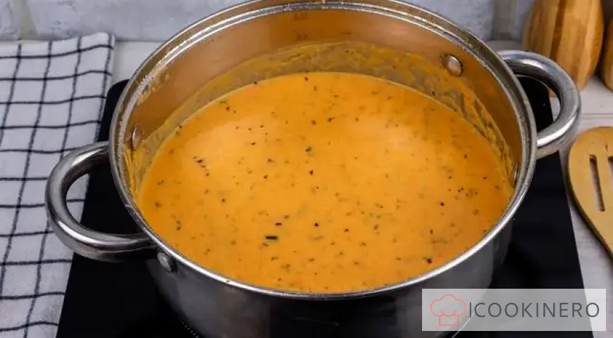 Tomato puree soup with feta cheese