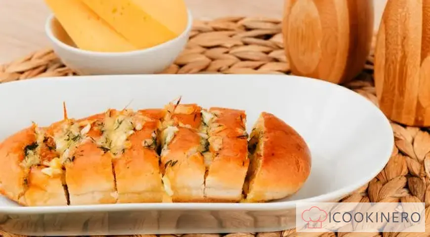 Baguette with cheese and garlic