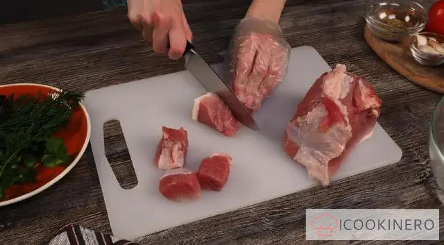 Pork neck shashlik in tomato marinade