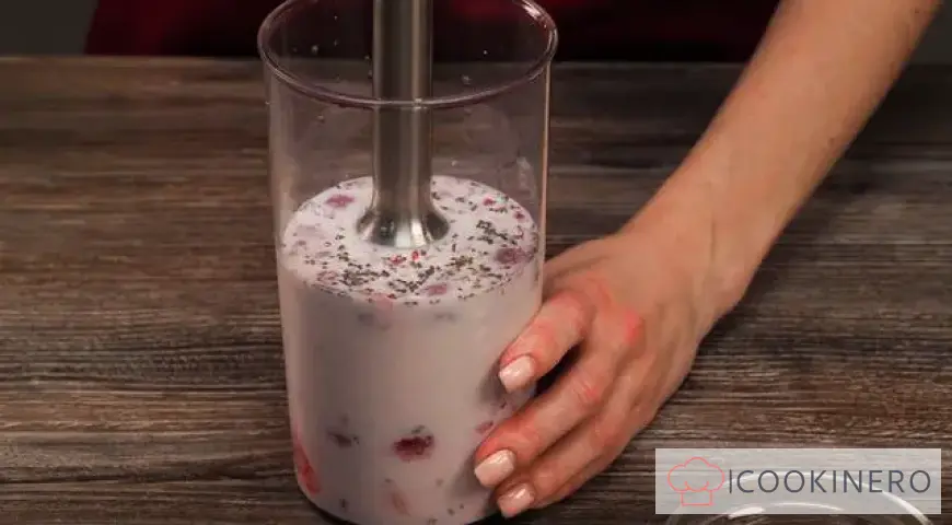 Milk Smoothie with Banana and Raspberry