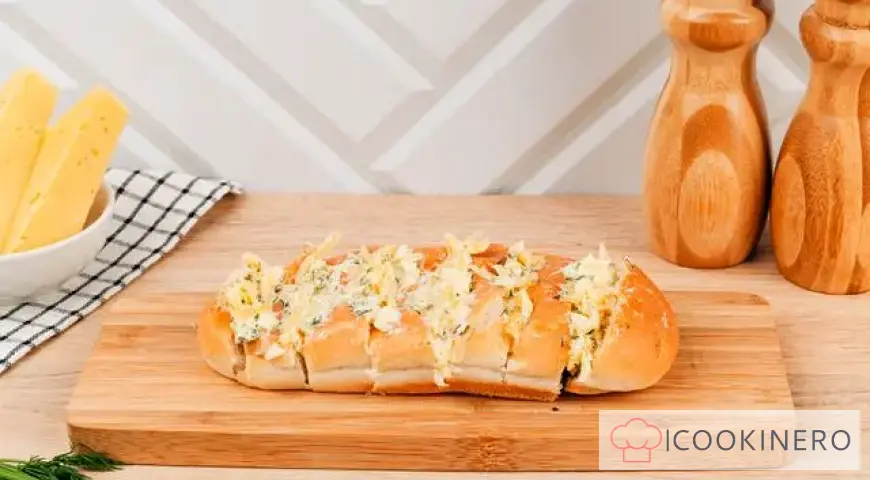 Baguette with cheese and garlic
