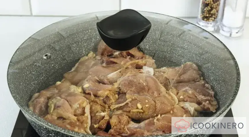 Chicken thighs in a frying pan