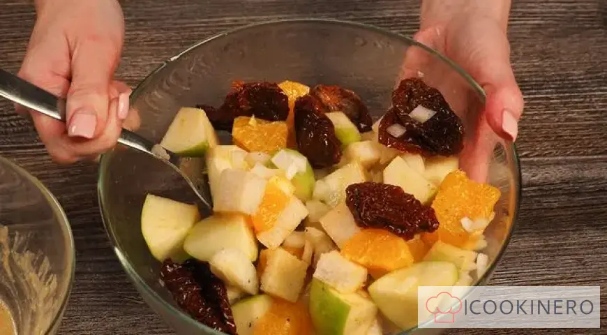 Ente mit Äpfeln und Orangen