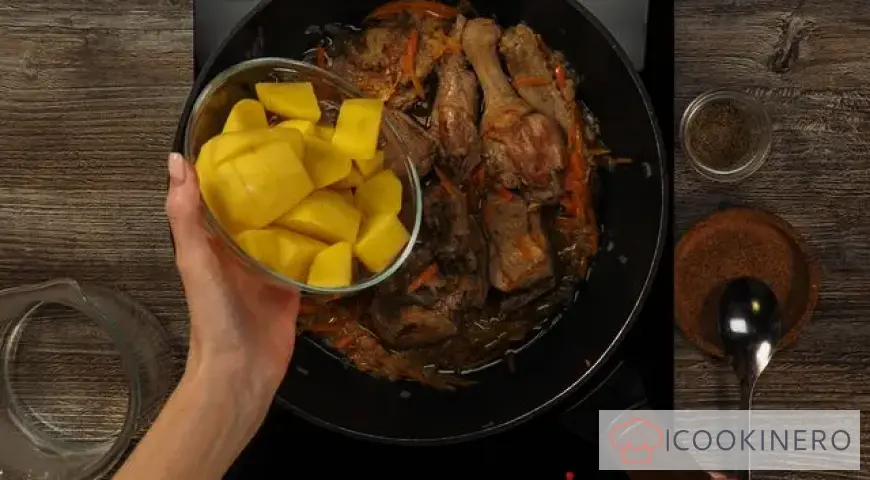 Duck stewed with potatoes