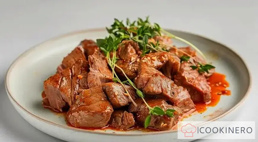Beef goulash in wine sauce