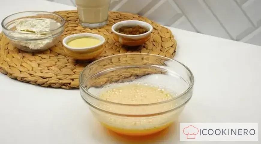 Cottage cheese casserole with raisins