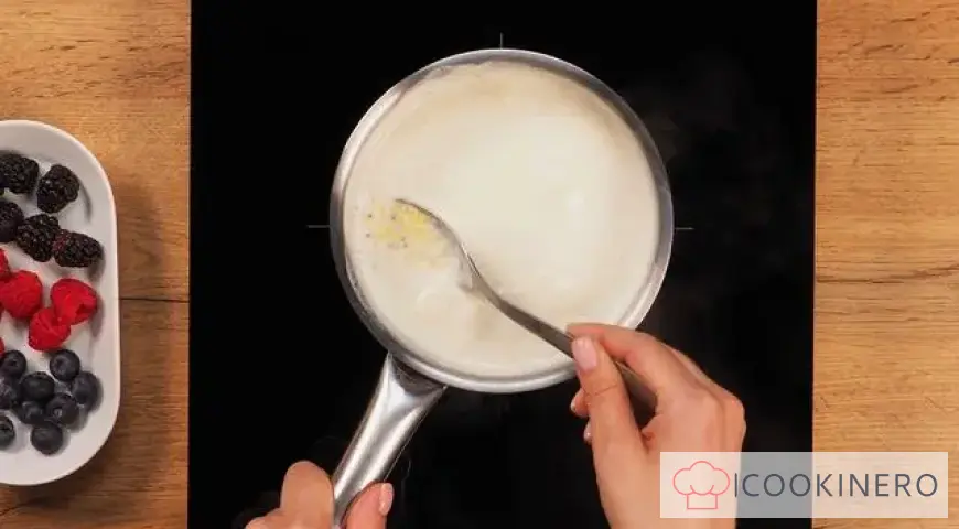 Millet porridge with milk and berries