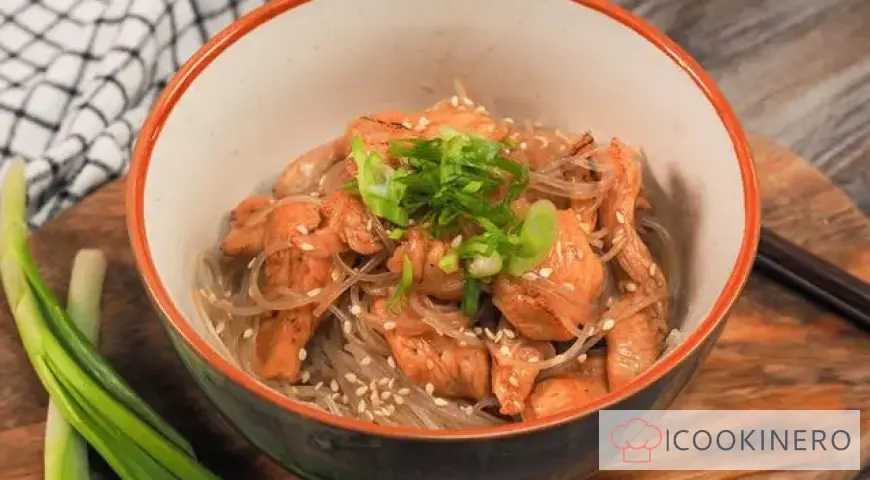 Funchoza with chicken teriyaki