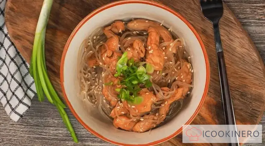 Funchoza with chicken teriyaki