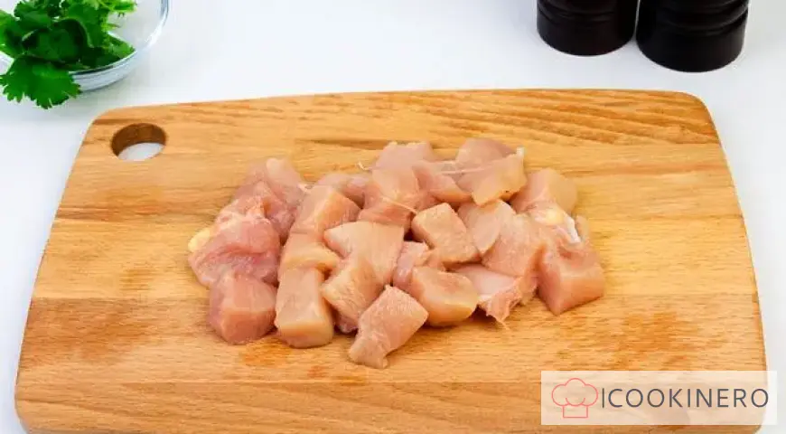 Chicken fillet in sour cream sauce with garlic