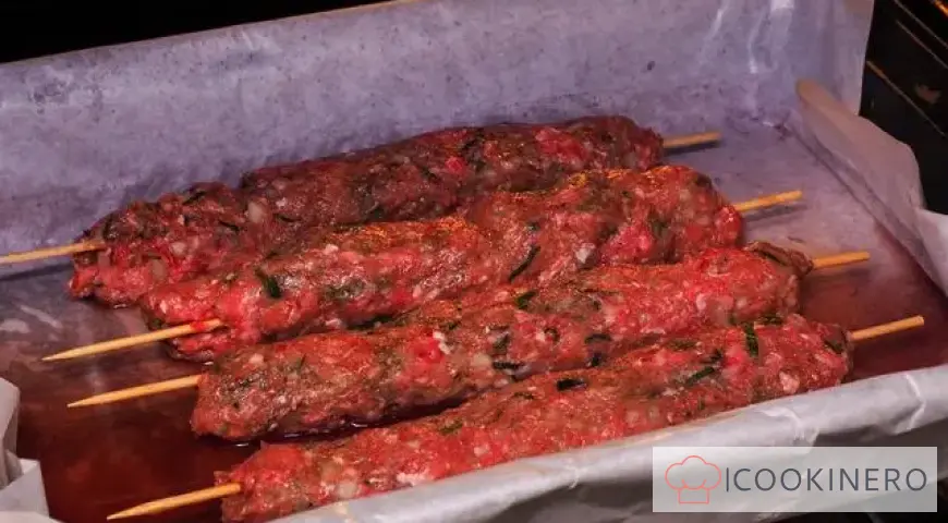 Minced meat lula kebab in the oven