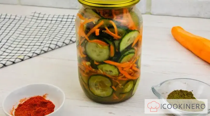 Korean salad for the winter in jars